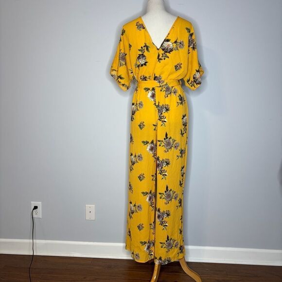rue21- Yellow Floral Jumpsuit with Waist belt - Picture 1 of 4